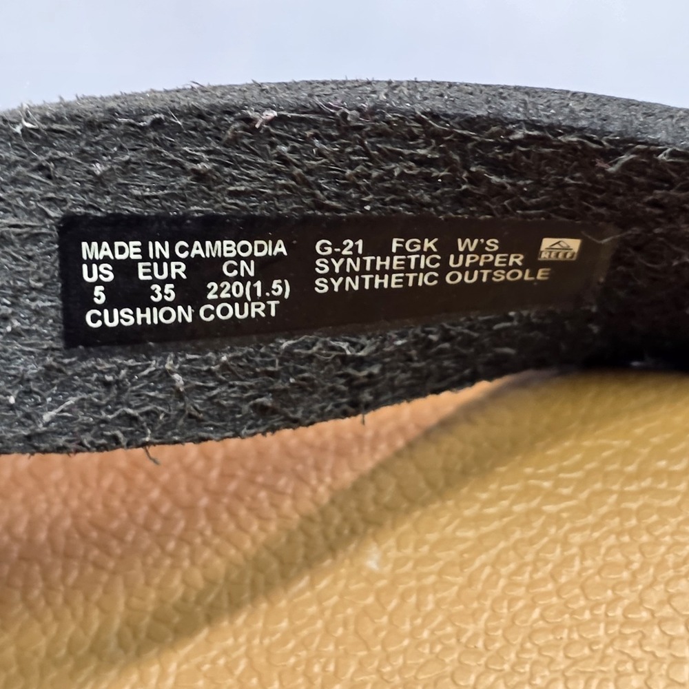 Reef Cushion Court Women's Size 5 Flip Flops Tan Black Thong Sandals EU 35 - Picture 8 of 9